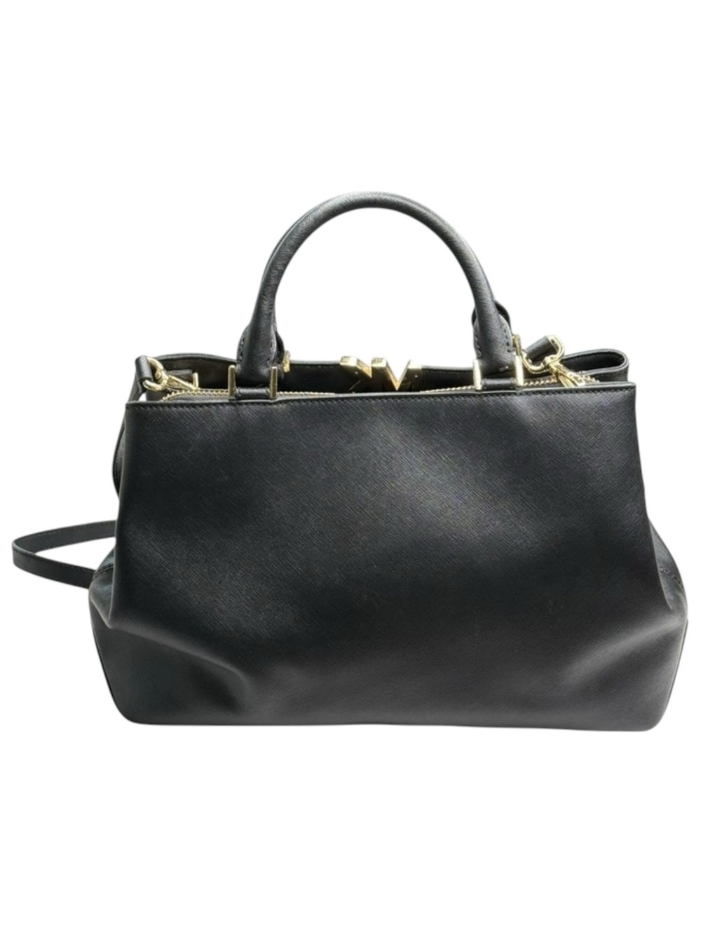 Michael Kors ✿ Florence Medium Saffiano Leather Satchel Handbag ✿ Black Gold MK - Picture 5 of 16